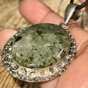 “Unconditional Love Stone” Prehnite Pendant 2”